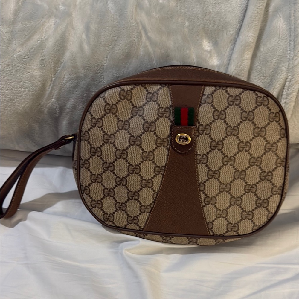 Gucci Beige and Brown Monogram Clutch